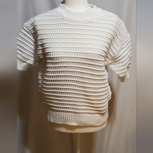Ann Taylor White Textured Knit Sweater